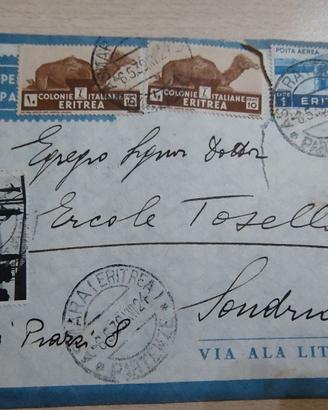 Busta Aerea ERITREA 1936 - Asmara per Sondrio - PR