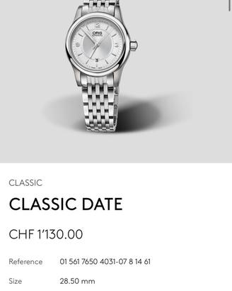 Oris Classic Date 28mm automatico Nuovo!