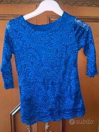 Maglia in Pizzo Blu Elettrico Elegante
