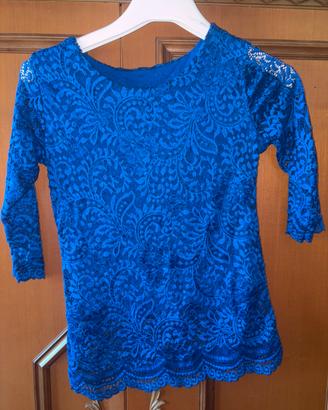 Maglia in Pizzo Blu Elettrico Elegante