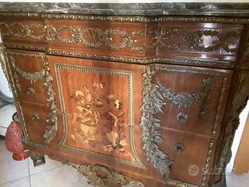 Coppia cassettoni epoca Napoleone III con marmi