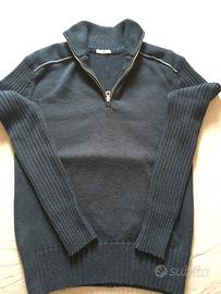 Maglione Nero uomo mezza zip