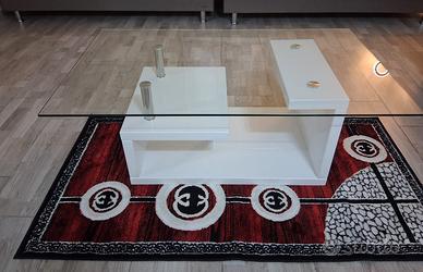 tavolino salotto in legno con vetro nuovo 