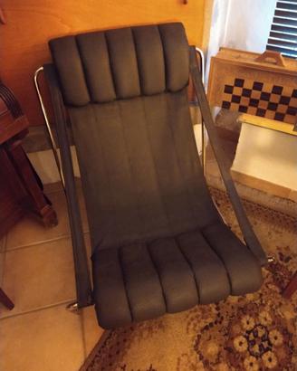 Chaise longue - Poltrona anni 70 pelle e acciaio