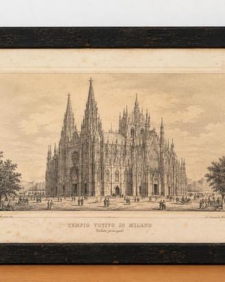 Antica stampa tempio votivo in Milano (Duomo)