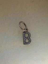 Pandora pendente ciondolo charm B argento zirconi