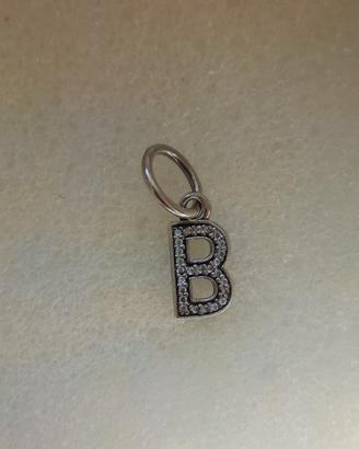 Pandora pendente ciondolo charm B argento zirconi
