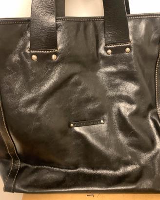 Borsa Vintage COCCINELLE Tote Bag Vera Pelle Nera