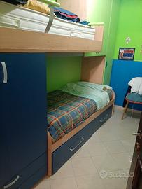 cameretta come nuova,verde e blu in legno massello