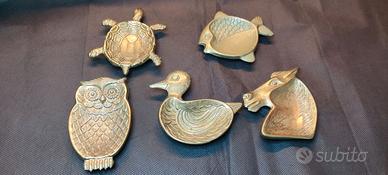 Set 5 posaceneri animali in ottone