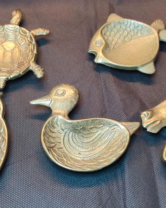 Set 5 posaceneri animali in ottone