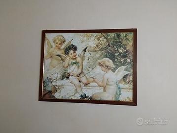 arte Quadro stampa angioletti puttini con cornice 