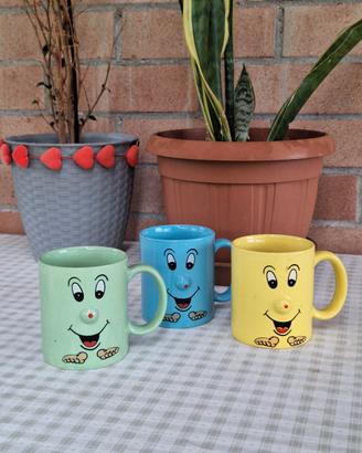 Tris Tazze Mug Vintage Faccine Royal Porcelain