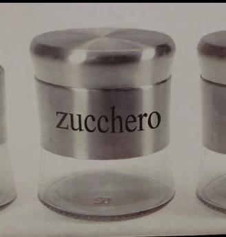 tris barattoli zucchero caffè sale in vetro 