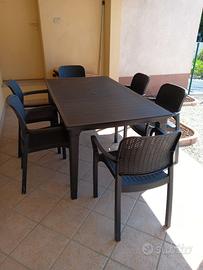 Tavolo da giardino con 6 sedie - grigio antracite