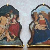 Dipinti, coppia di altarini devozionali antichi