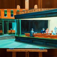 quadro dipinto a mano nottambuli Hopper 90x50 olio