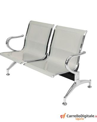 Panca per sala attesa 2 posti in acciaio Silver