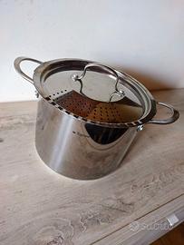 Pentola "Cuoci e scola" in acciaio,  Made in Italy