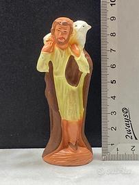 Statuina presepe in terracotta pastore con agnello
