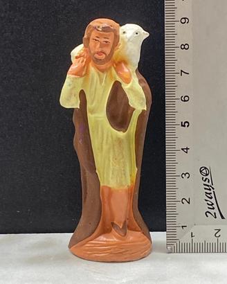 Statuina presepe in terracotta pastore con agnello