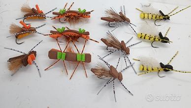 12 mosche secche foam pesca a mosca