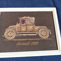 Quadro in tessuto ricamato – Renault 1910 (45×34 c