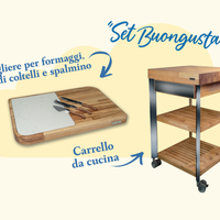 Carrello da cucina con tagliere e set di coltelli