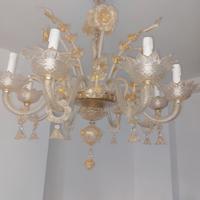 Lampadario veneziano cristallo ed oro