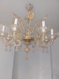 Lampadario veneziano cristallo ed oro