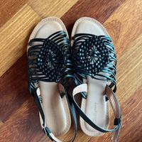 Sandali neri bassi intrecciati - wellspring