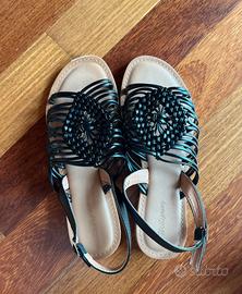 Sandali neri bassi intrecciati - wellspring