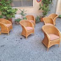 sei poltroncine design anni 80 i bambù e rattan