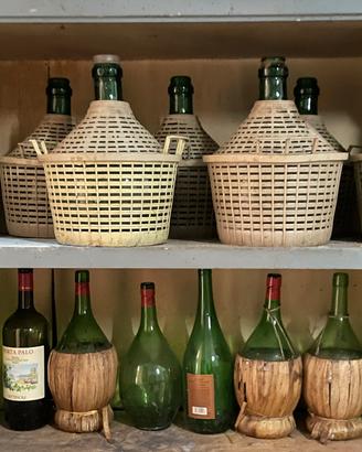 Damigiane Vintage in vetro verde per Arredamento