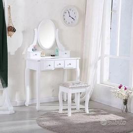 Postazione trucco specchiera grande in legno