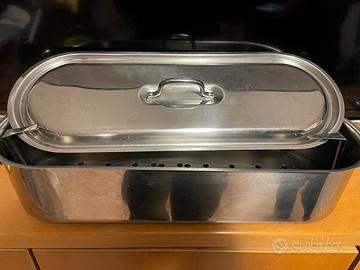 Pesciera in acciao inox con griglia_50 cm