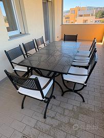 Tavolo da giardino 200x100 + 8 poltroncine