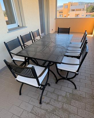 Tavolo da giardino 200x100 + 8 poltroncine