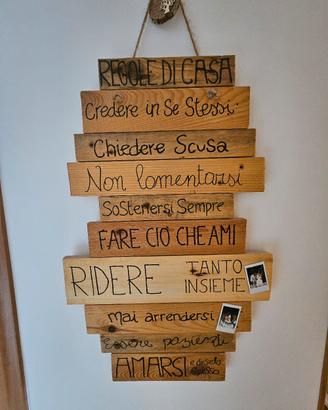 Pannello Targa decorativa in legno Regole di Casa