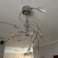 Lampadario Moderno Cromo e Cristallo con Gocce