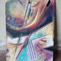 Opera futurista quadro arte firmata anni 80 58x78