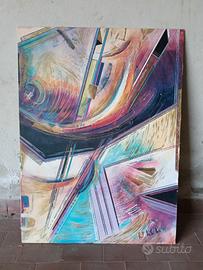 Opera futurista quadro arte firmata anni 80 58x78