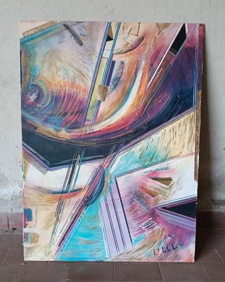 Opera futurista quadro arte firmata anni 80 58x78