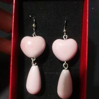 orecchini artigianali ceramica gocce cuori rosa