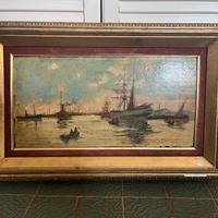 Guglielmo Micheli olio su tavola 40x22