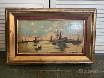 Guglielmo Micheli olio su tavola 40x22