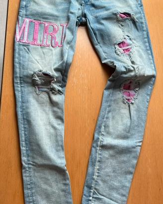 Jeans Amiri rosa e grigio