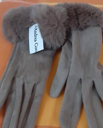 guanti donna con pelliccia  100% viscosa.
