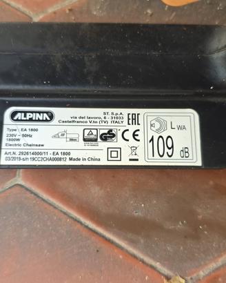 Motosega elettrica Alpina EA 1800 1800W Barra 35cm