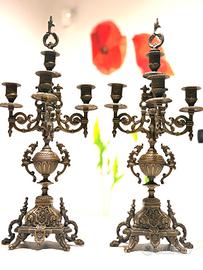 candelabro candeliere in bronzo in coppia